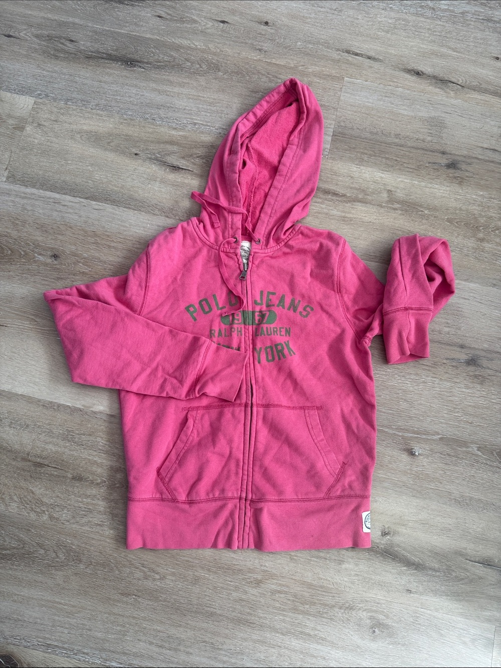 Ralph Lauren Pink Zip Hoodie with Logo Print